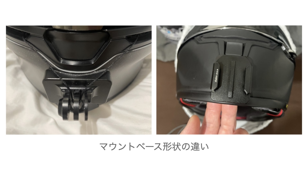 マウントベース形状によりクイックリリース可否が異なる