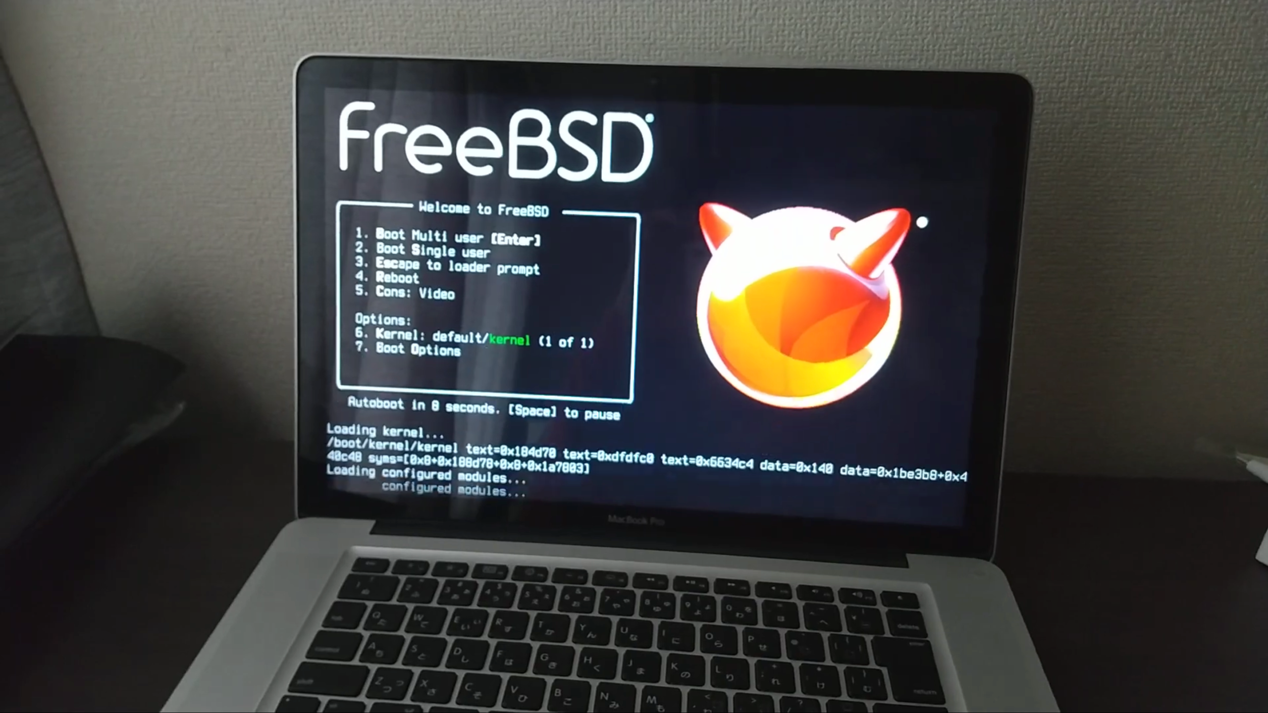 freeBSDのブート画面